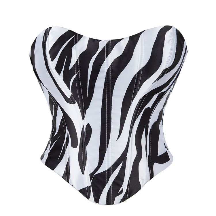 Zebra Print Strapless Corset Top