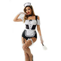 Black Maid Costume Lingerie Set With Top and Headband and Choker - Alternate View