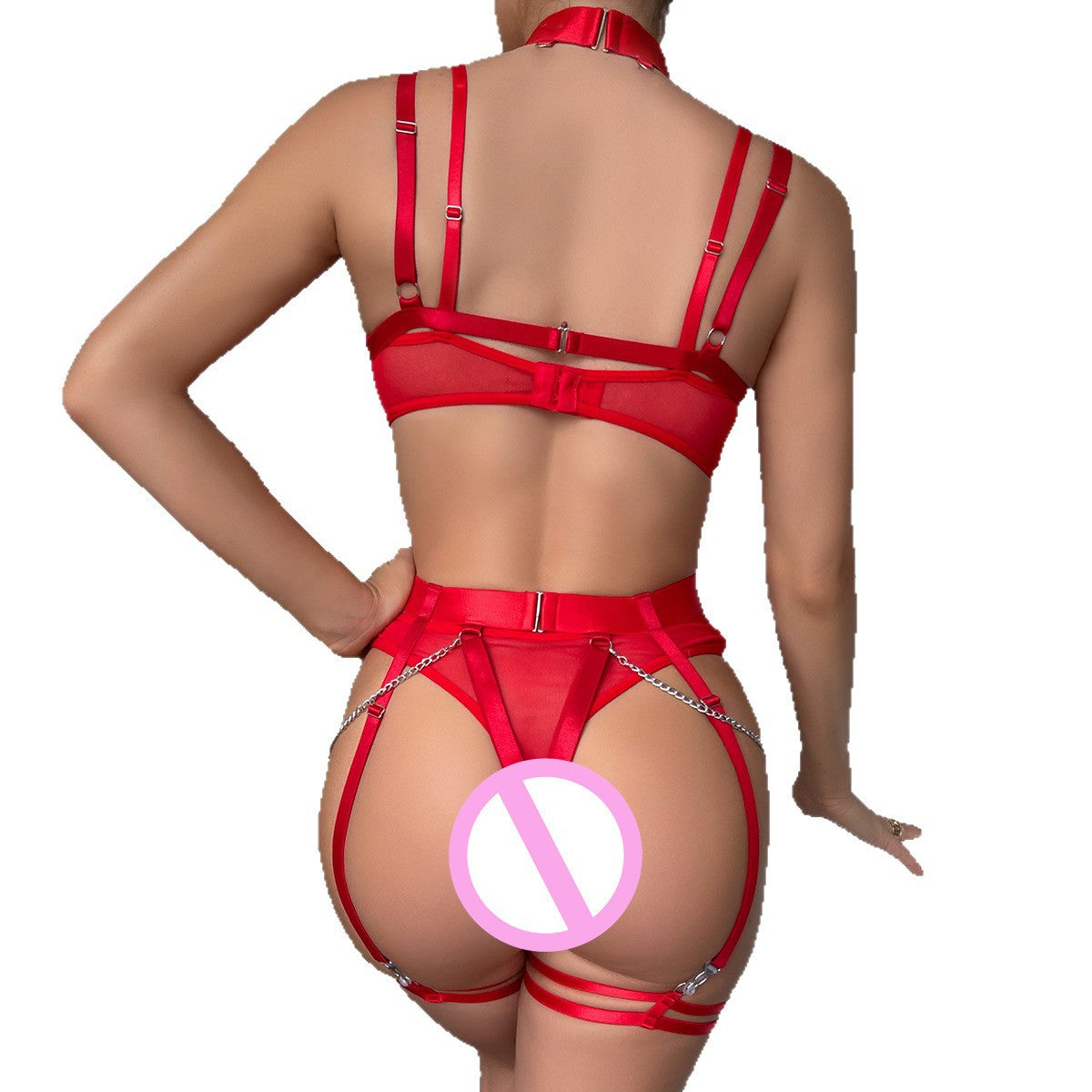 Strappy Lace Four-Piece Lingerie Set - Secret Hour lingerie