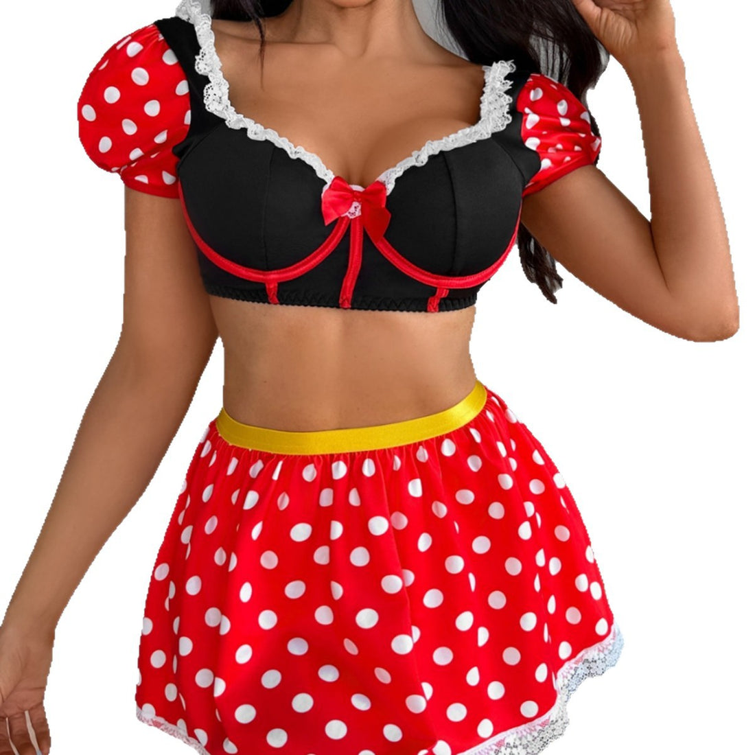Red Polka Dot Skirt Lingerie Set, alternate view 5