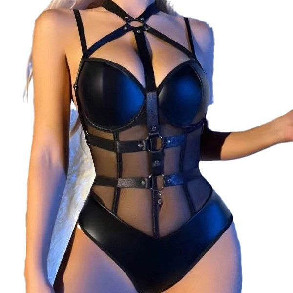 Black Strappy Cutout Bodysuit, alternate view 5