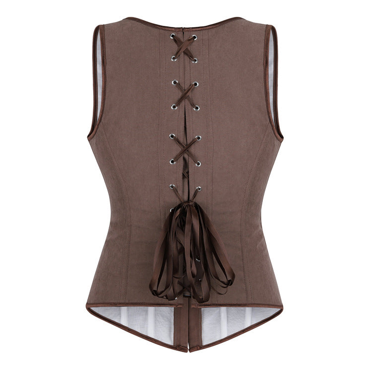 Brown Front-Closure Corset Top, alternate view 3