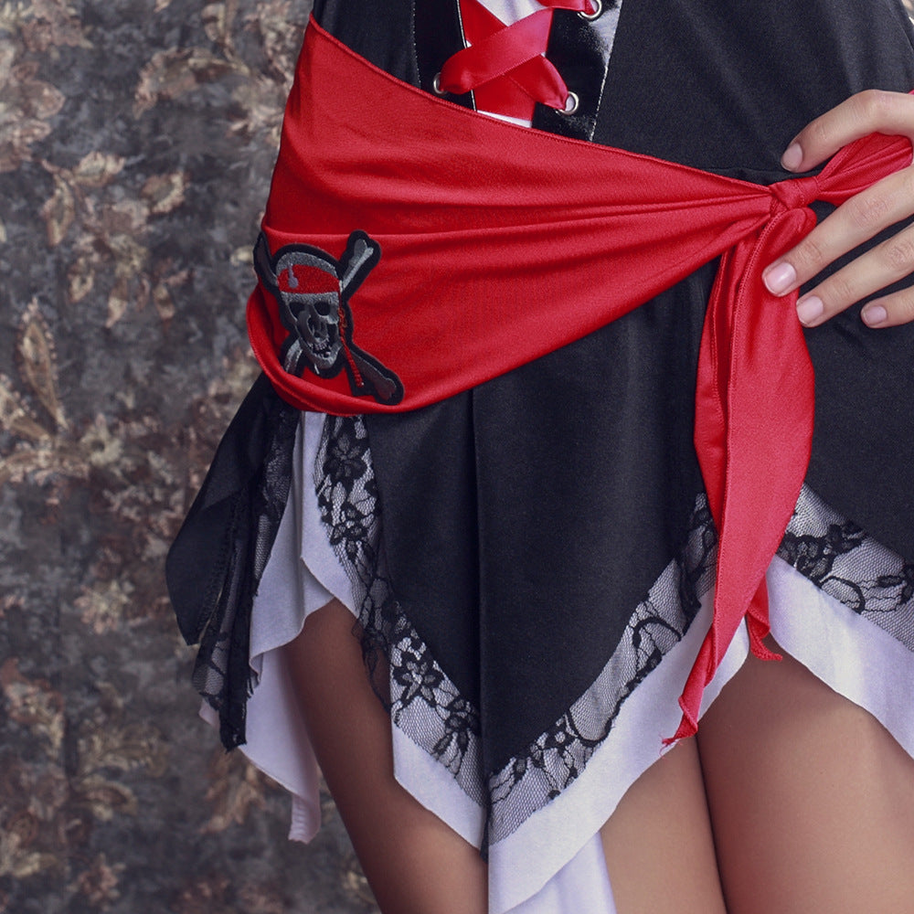 Uniform-Inspired Costume Lingerie Set With Top and Stockings - Alternate View