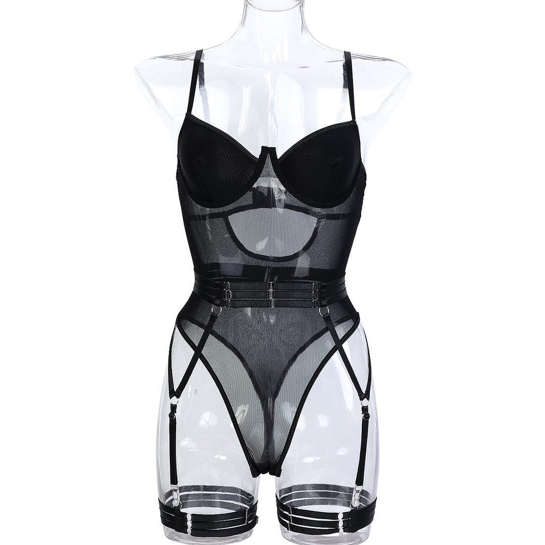 Mesh Strappy Teddy Bodysuit - Styled View