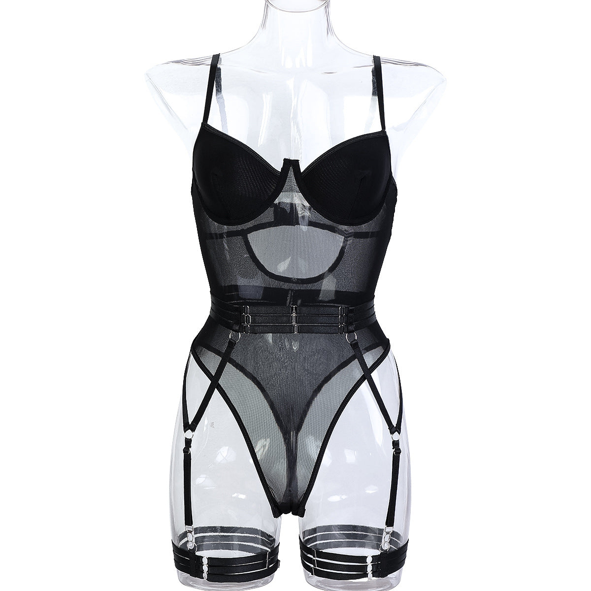 Mesh Strappy Teddy Bodysuit - Styled View