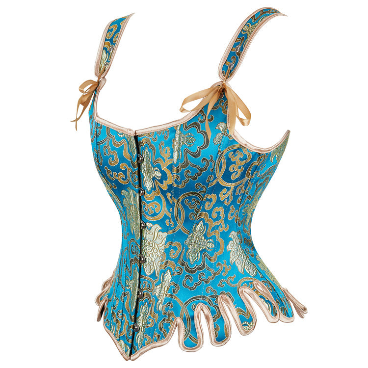 Turquoise Gold Lace-Up Corset Top, alternate view 2