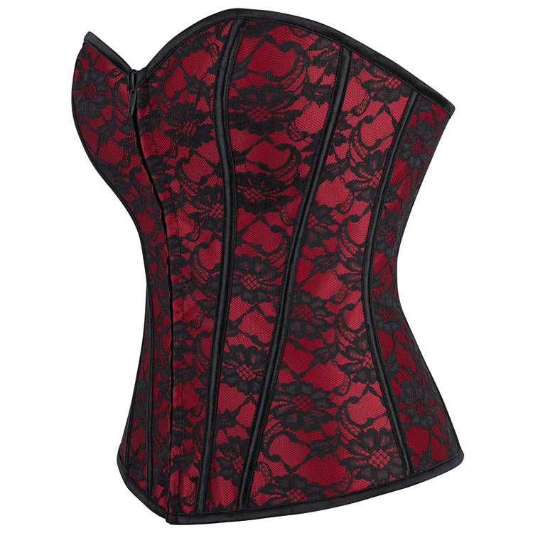 Burgundy Lace Strapless Corset Top, alternate view 2