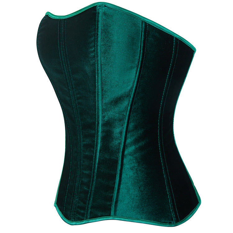 Emerald Velvet-Look Strapless Corset Top, alternate view 2