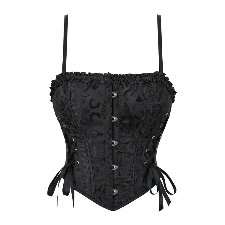 Red Floral Lace-Up Corset Top, alternate view 4