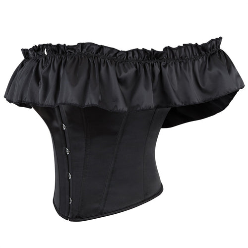 Black Satin-Look Off-Shoulder Corset Top, alternate view 2
