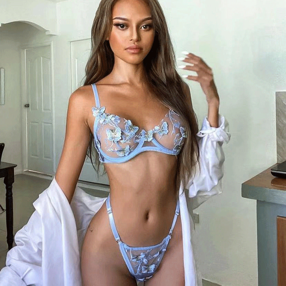 White Floral Lace Lingerie Set - Detail View