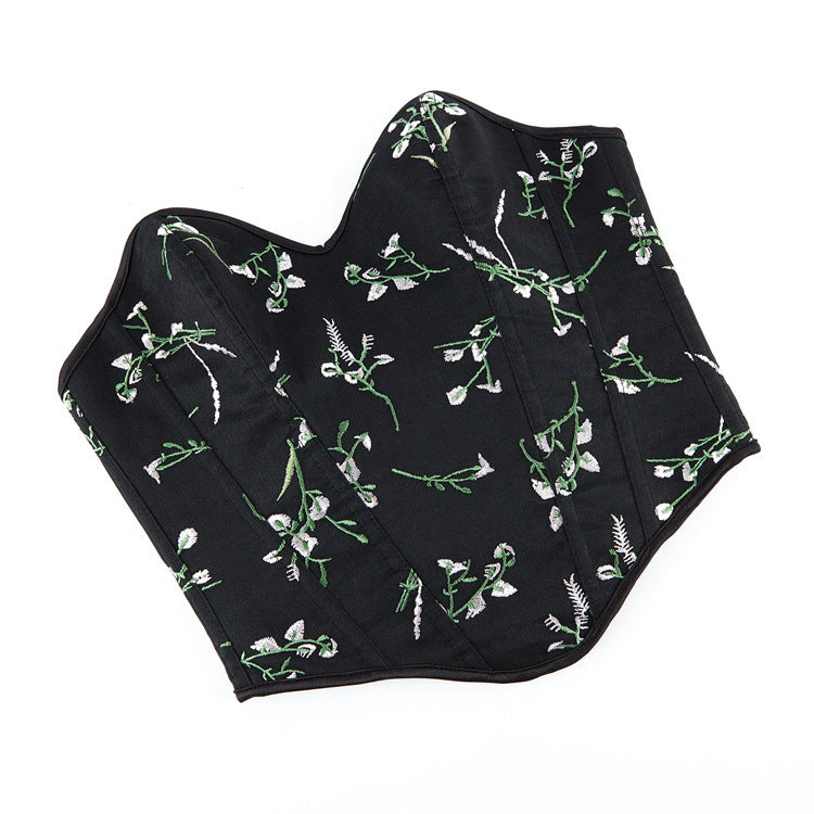 Black Floral Strapless Corset Top, alternate view 5