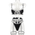 Silver Faux Leather Lingerie Set - Alternate View