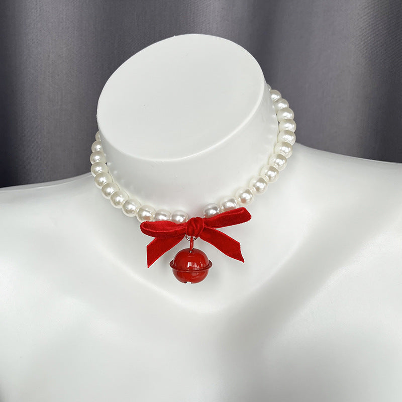 Bow fleece strap catgirl bell bow tie chocker christmas red mesh socks women's sexy underwear accessories