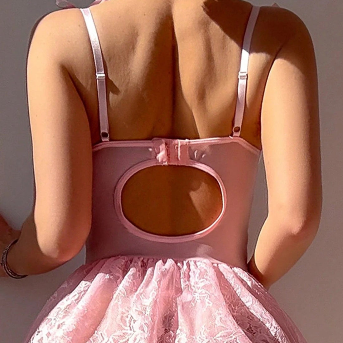Pink Lace-Up Corset Lingerie Set, alternate view 4