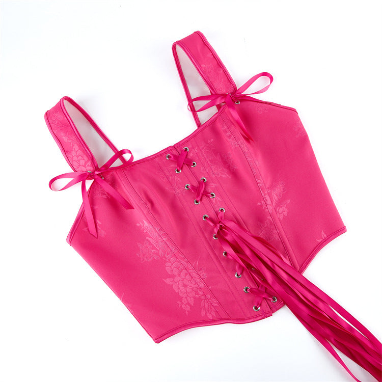 Hot Pink Lace-Up Corset Top, alternate view 4