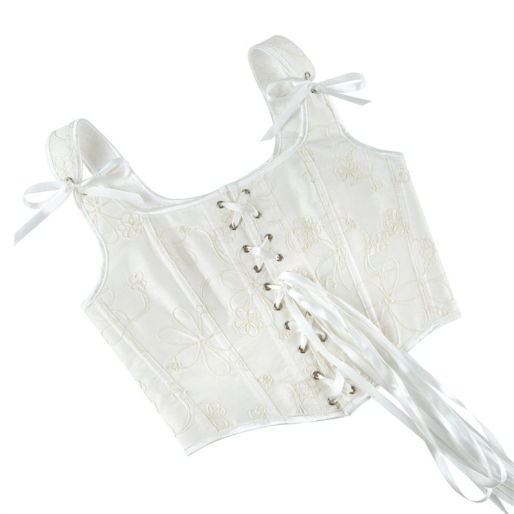 White Tie-Strap Lace-Up Corset Top, alternate view 5