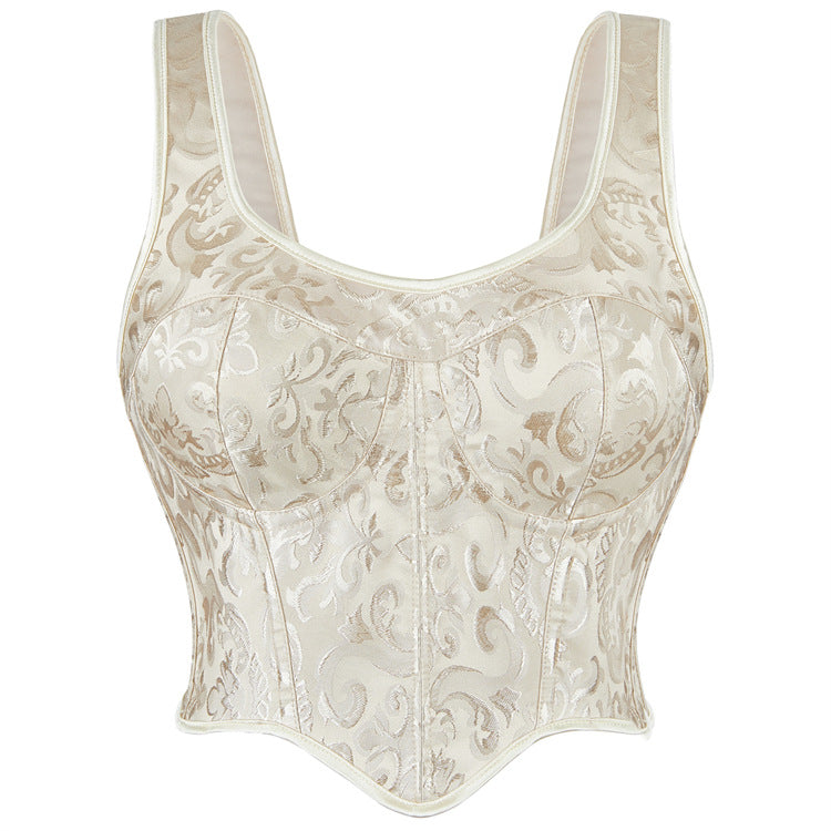 Ivory Jacquard Corset Top