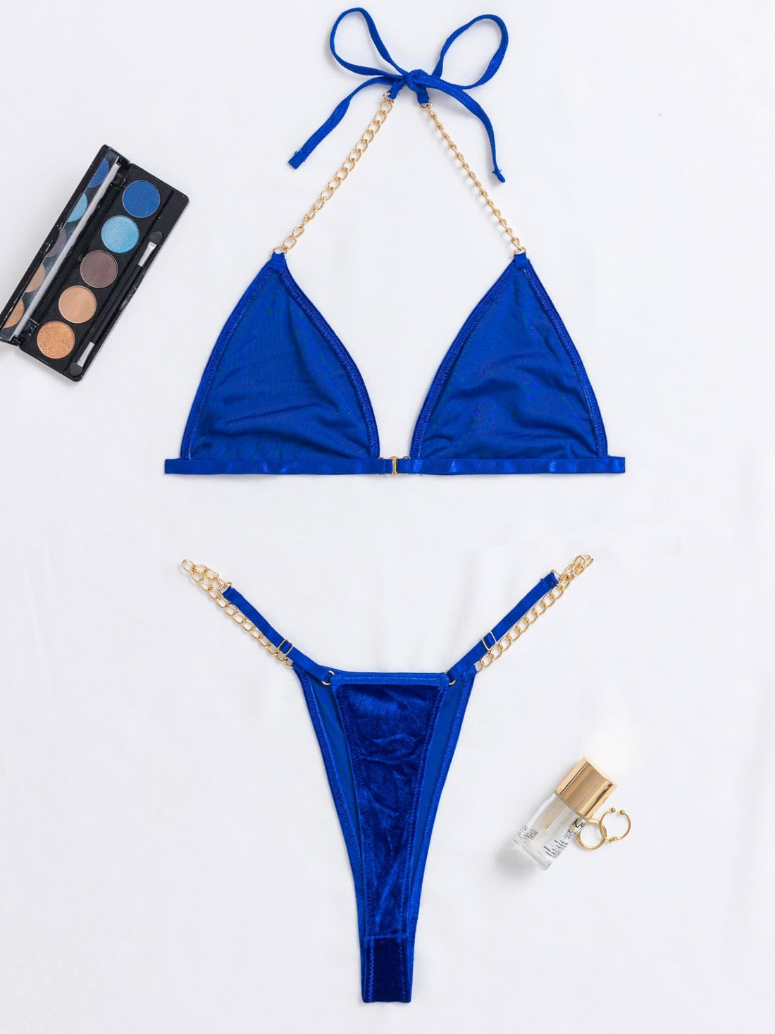 Purple Satin-Look Triangle Lingerie Set, alternate view 7