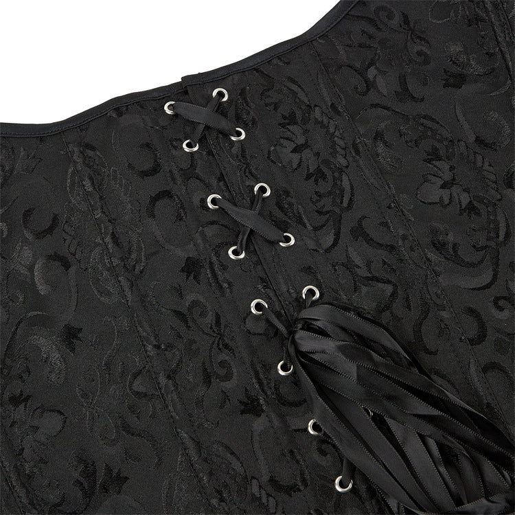 Black Jacquard Button Corset Top, alternate view 4