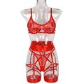 Red Sheer Mesh Lingerie Set - Alternate View