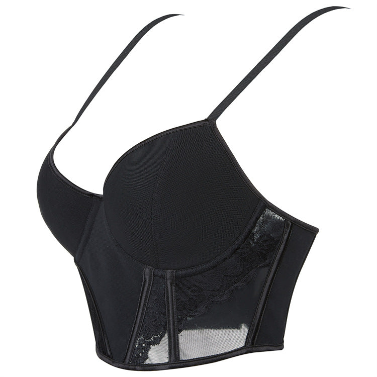 Black Mesh Panel Bustier Top, alternate view 2