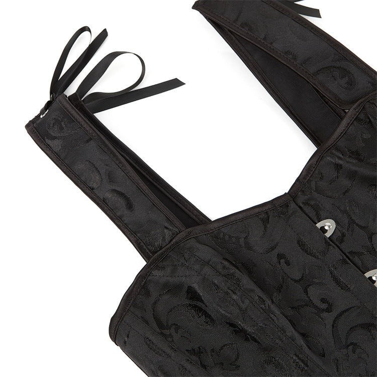 Black Button-Front Tie-Strap Corset Top, alternate view 4