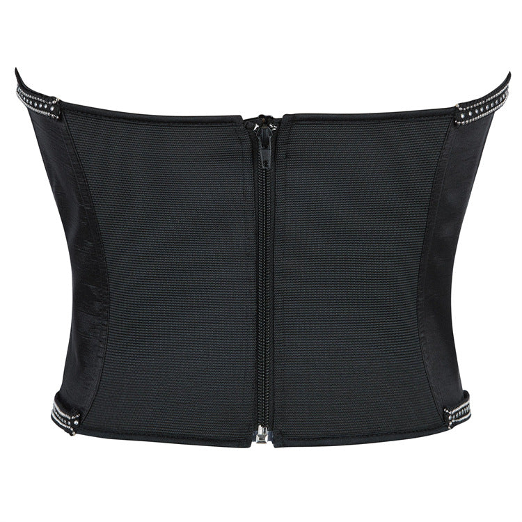 Black Studded Leather-Look Corset Top, alternate view 4