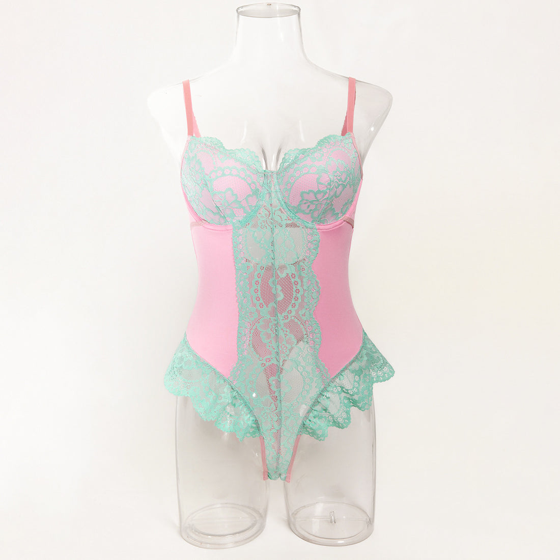 Pink Contrast Teddy Bodysuit - Styled View