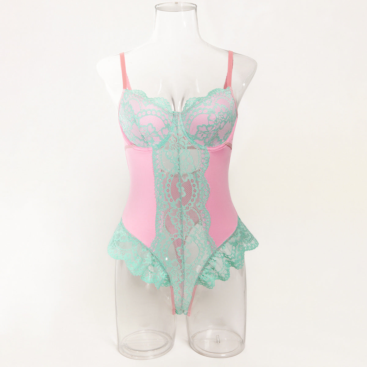 Pink Contrast Teddy Bodysuit - Styled View