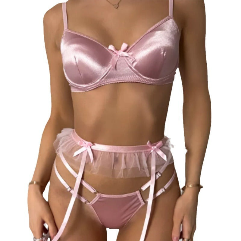 White Sheer Bra and Garter Lingerie Set, alternate view 5