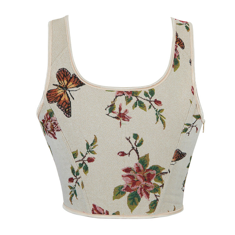 Ivory Floral Tie-Front Corset Top, alternate view 4