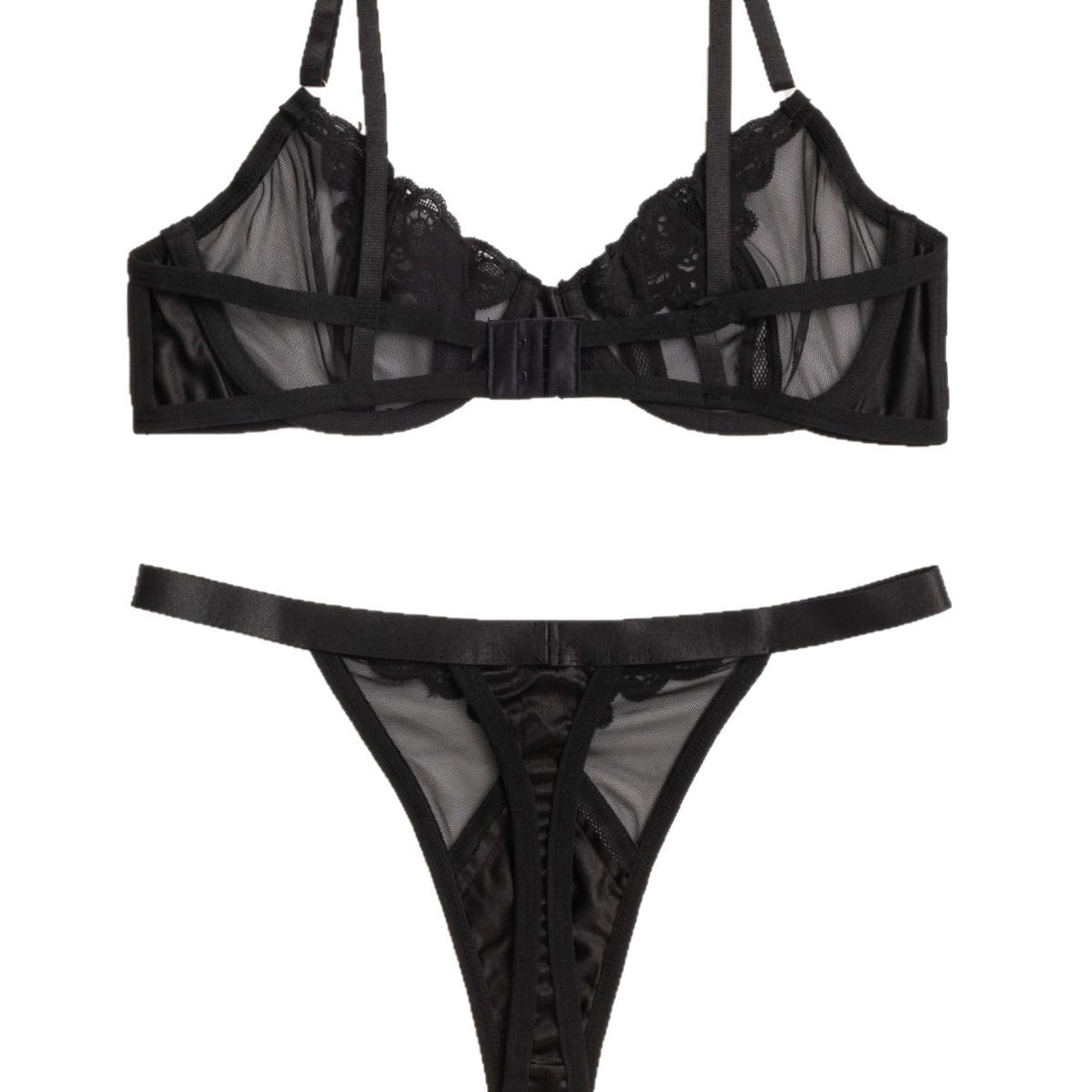 Black Lace Trim Bra Set, alternate view 5