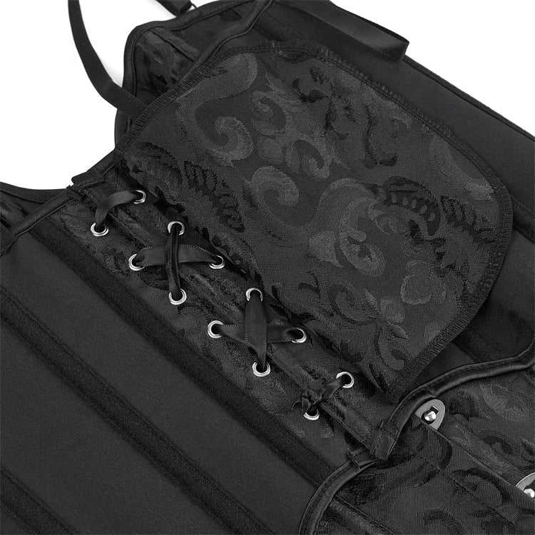 Black Jacquard Front-Lace Corset Top, alternate view 4