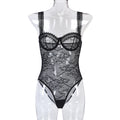 Rose Red Lace Strappy Teddy Bodysuit - Alternate View