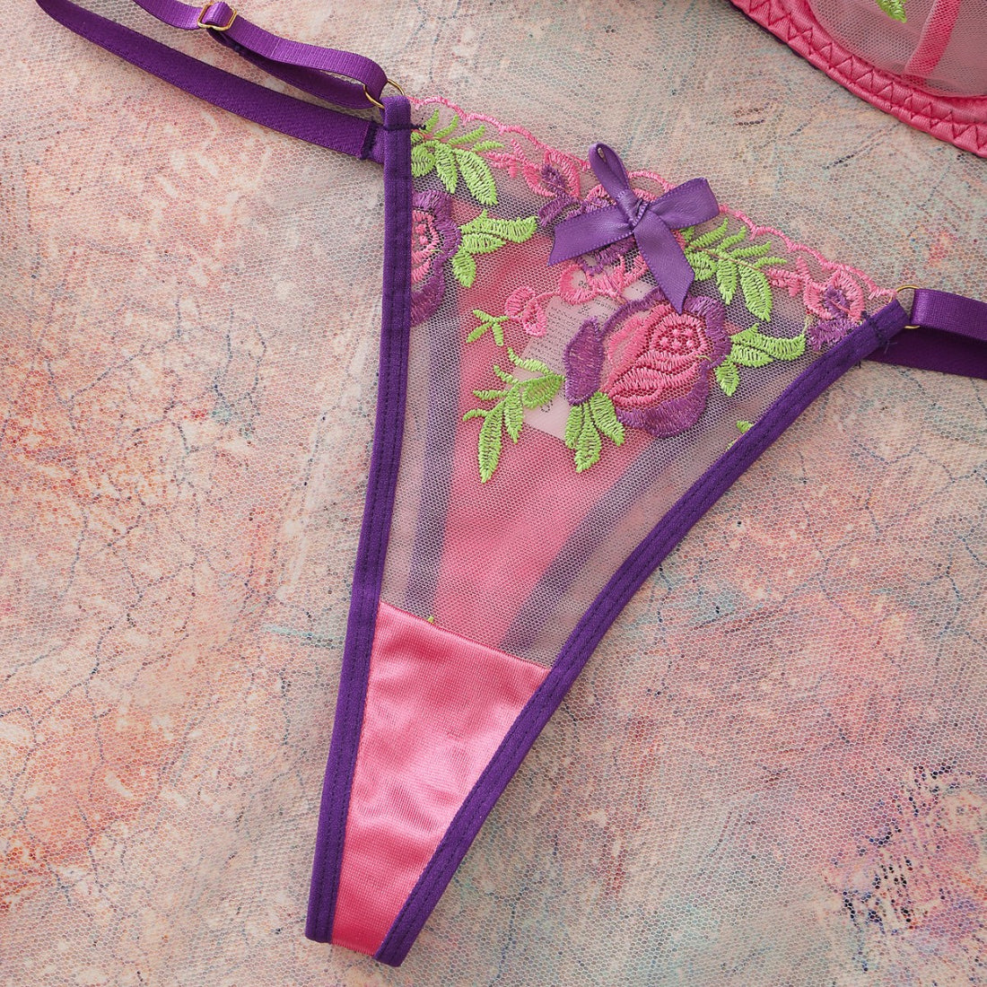 Pastel Floral Bra and Bottom Lingerie Set, alternate view 4