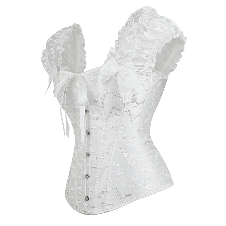 Black Puff-Sleeve Corset Top, alternate view 4