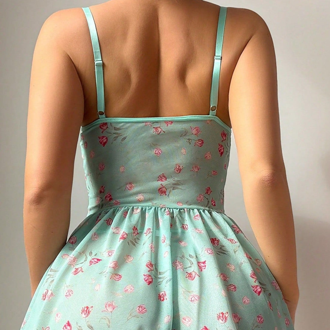 Mint Floral Lace-Up Lingerie Set, alternate view 4
