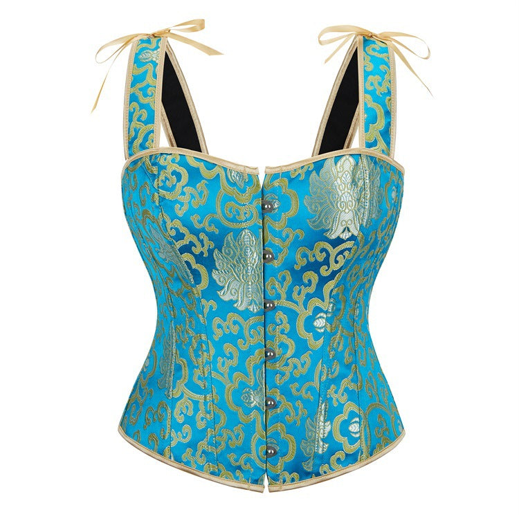 Turquoise Gold Tie-Strap Corset Top, alternate view 6