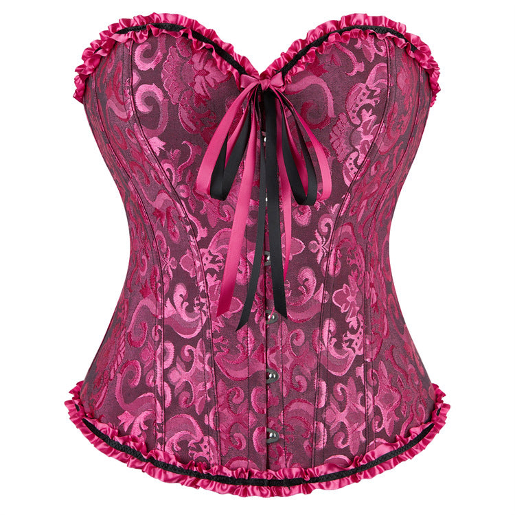 Orange Jacquard Strapless Corset Top, alternate view 2
