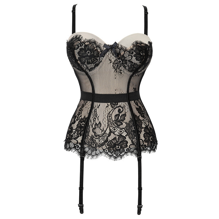 Pink Black Bustier Garter Top, alternate view 5