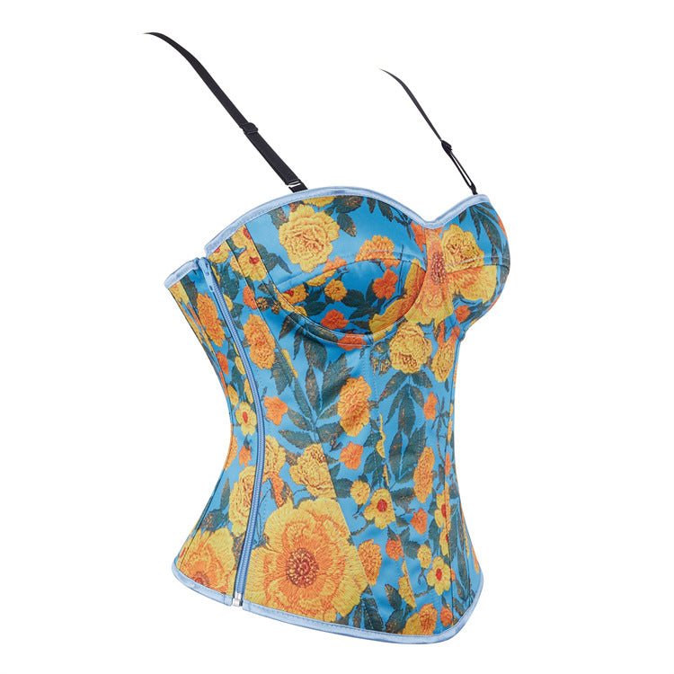 Blue Orange Floral Corset Top, alternate view 3