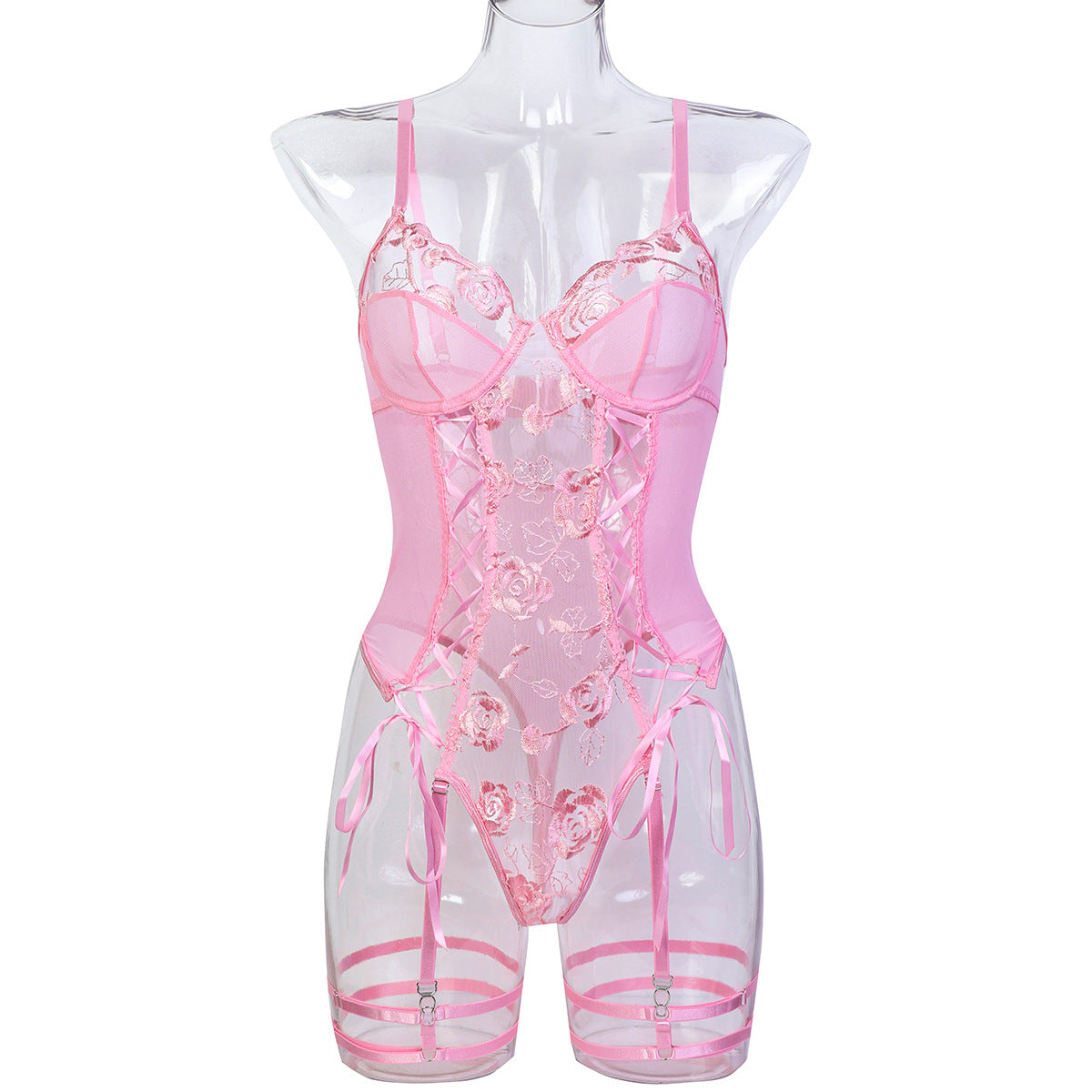 Holiday Floral Embroidered Teddy Bodysuit - Styled View