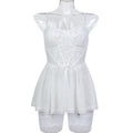 White Sheer Mesh Two-Piece Lingerie Set - Secret Hour lingerie