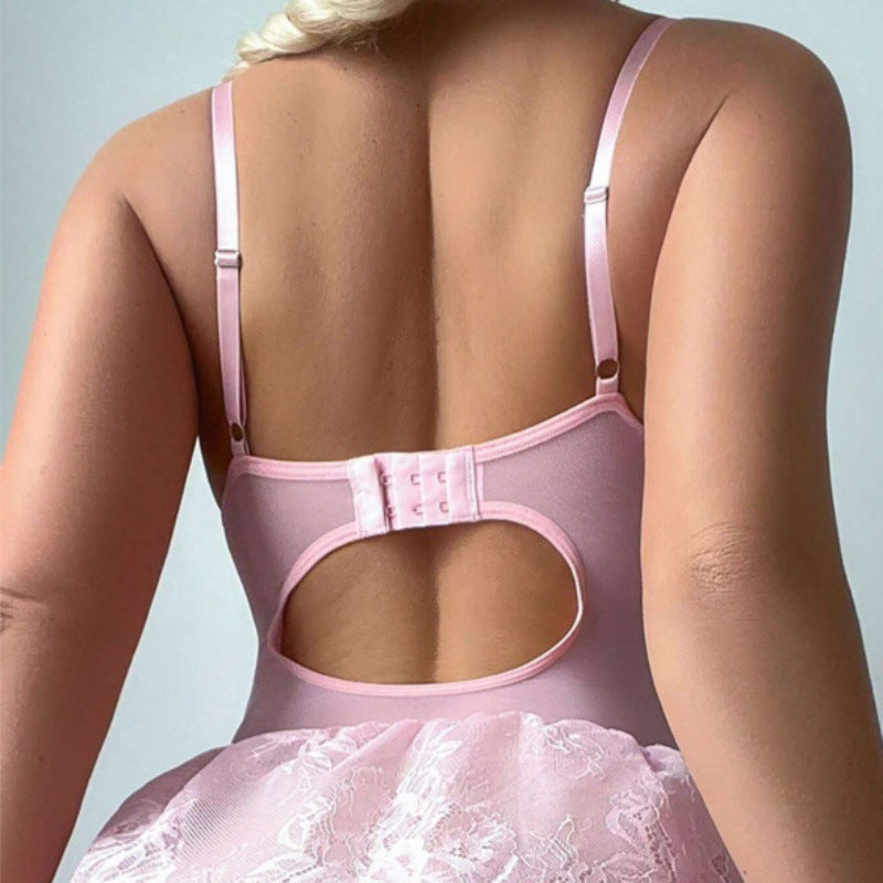 Pink Lace Skirt Lingerie Set, alternate view 4