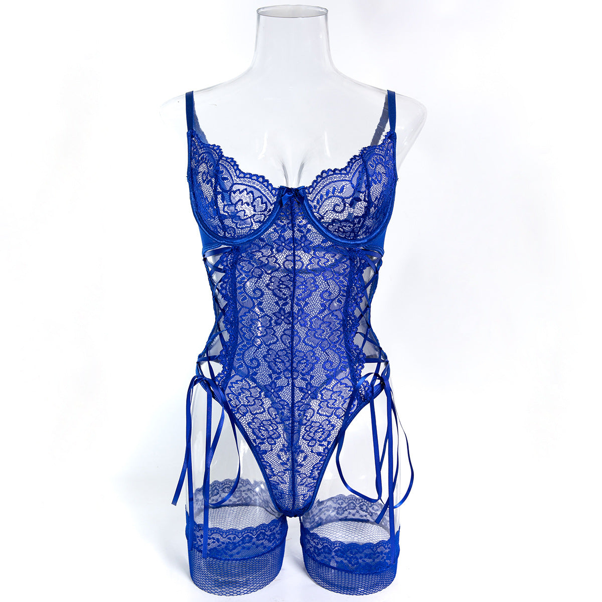 Boutique Lace Strappy Teddy Bodysuit - Alternate View