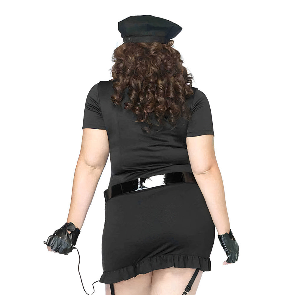 European and American plus-size policewoman uniform suit Halloween cosplay police costume sexy uniform fun play costume fat