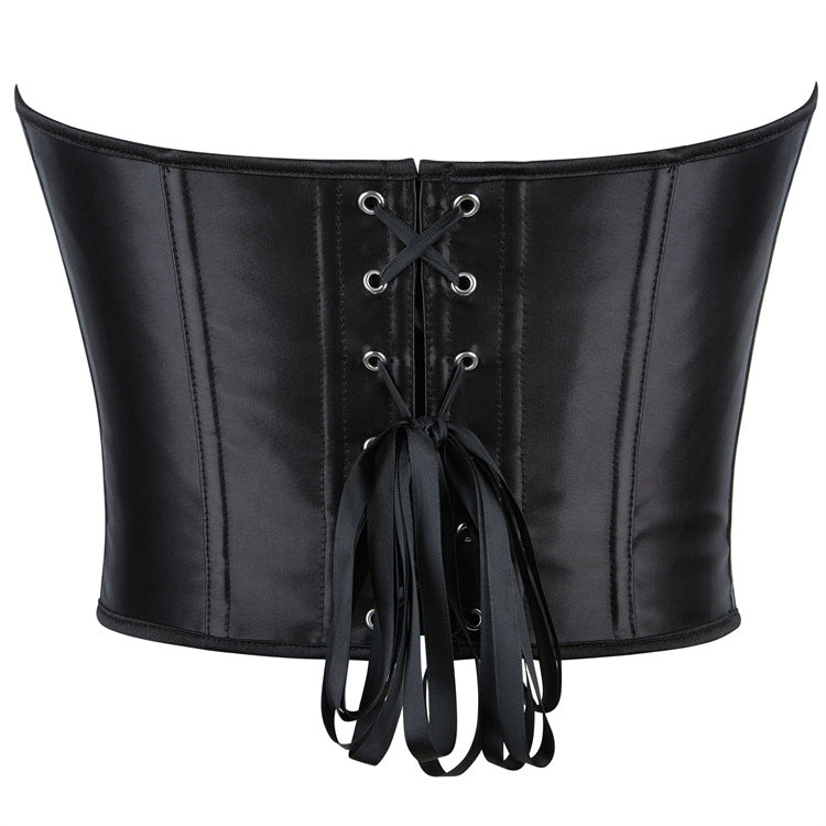 Black Leather-Look Zip-Front Corset Top, alternate view 3
