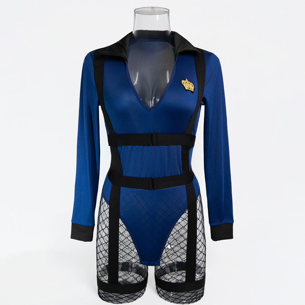 Blue Strappy Costume Lingerie Set - Styled View