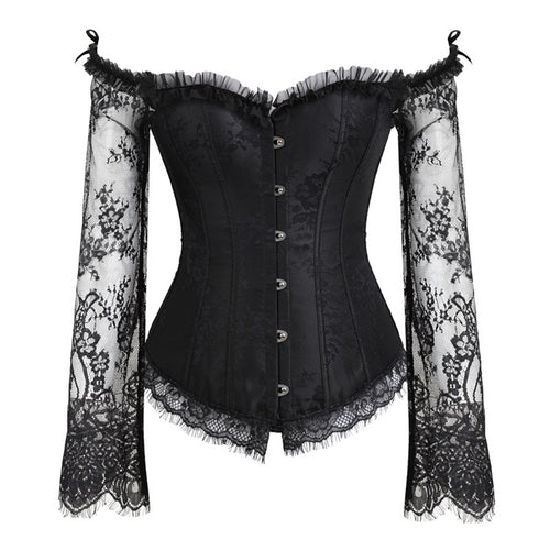 Black Lace Sleeve Corset Top